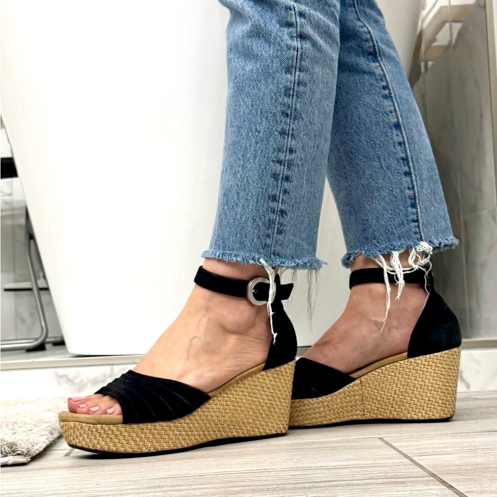 UGG Black Wedge Sandals